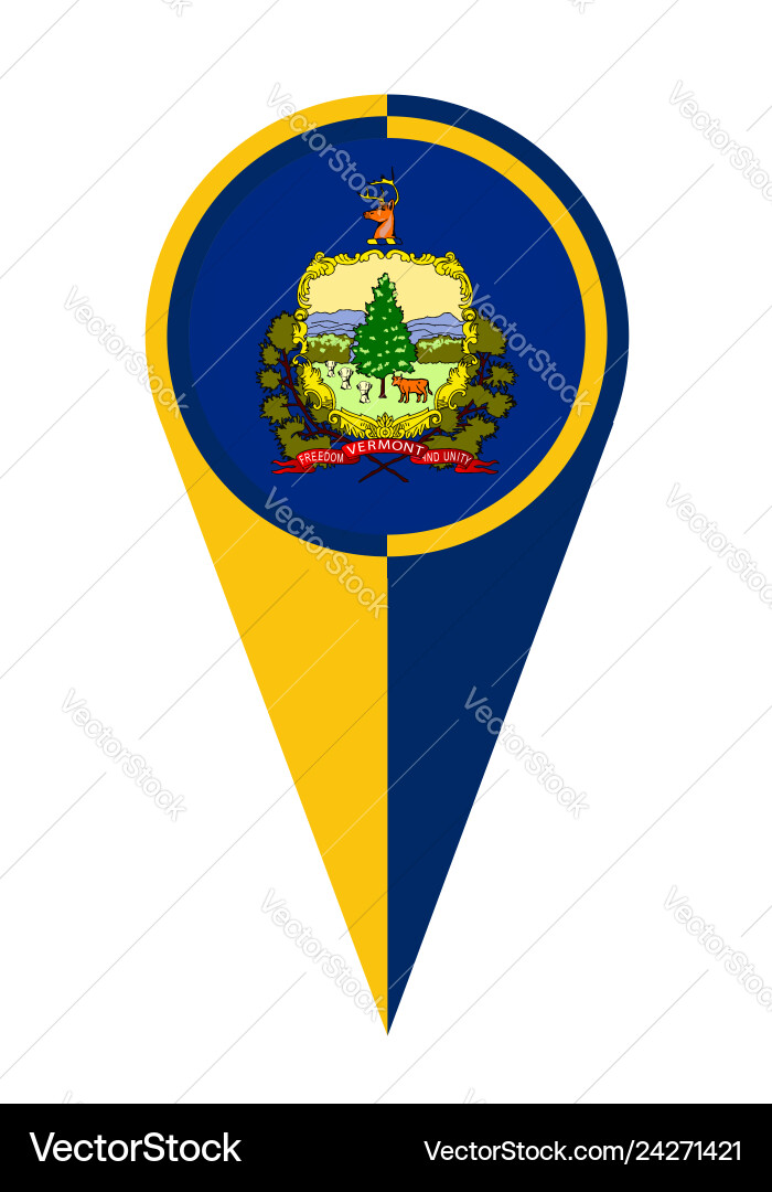 Vermont map pointer location flag vector image