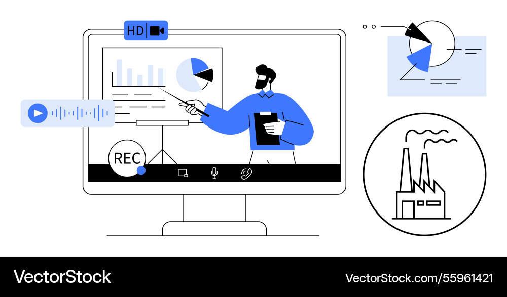 Virtual presentation with graphs charts Virtual presentation with graphs charts vector image