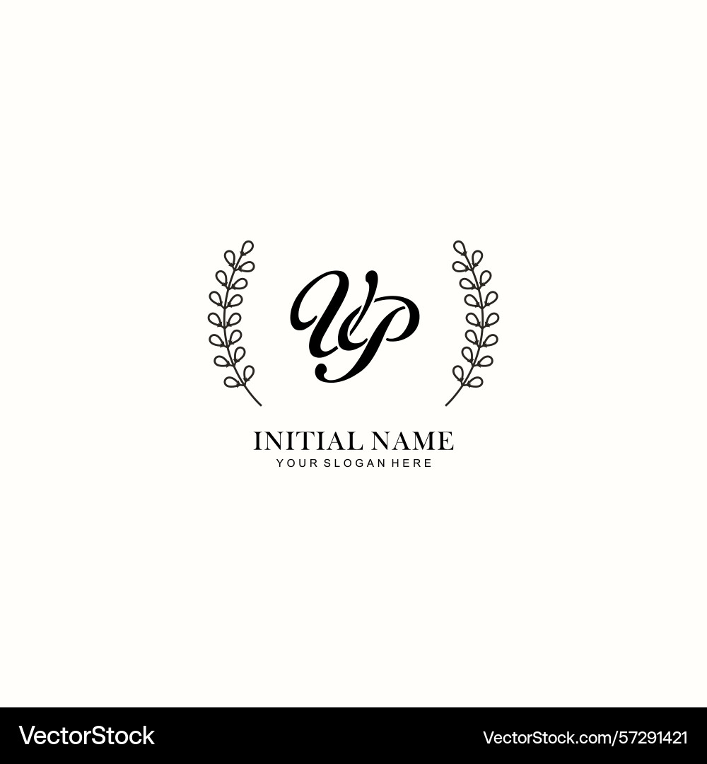 Vp initial logo templates with botanical elements Vector Image