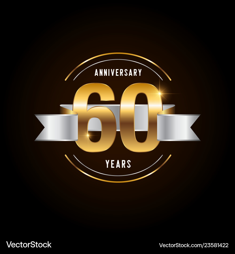 60 Jahre Jubiläumsfeier logotype golden 60 Jahre Jubiläumsfeier logotype golden vektorbild