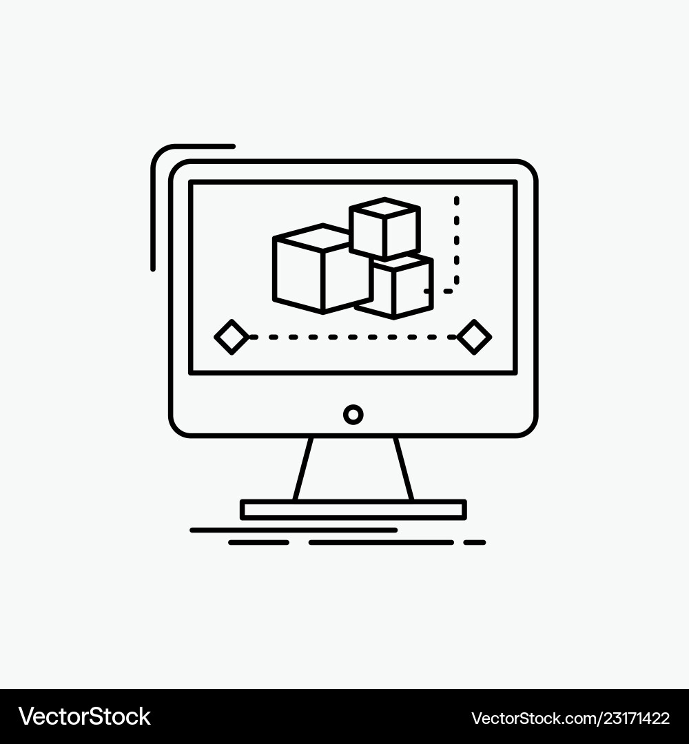 Animation Computer Editor Monitor Software-Linie Animation Computer Editor Monitor Software-Linie Vektorbild