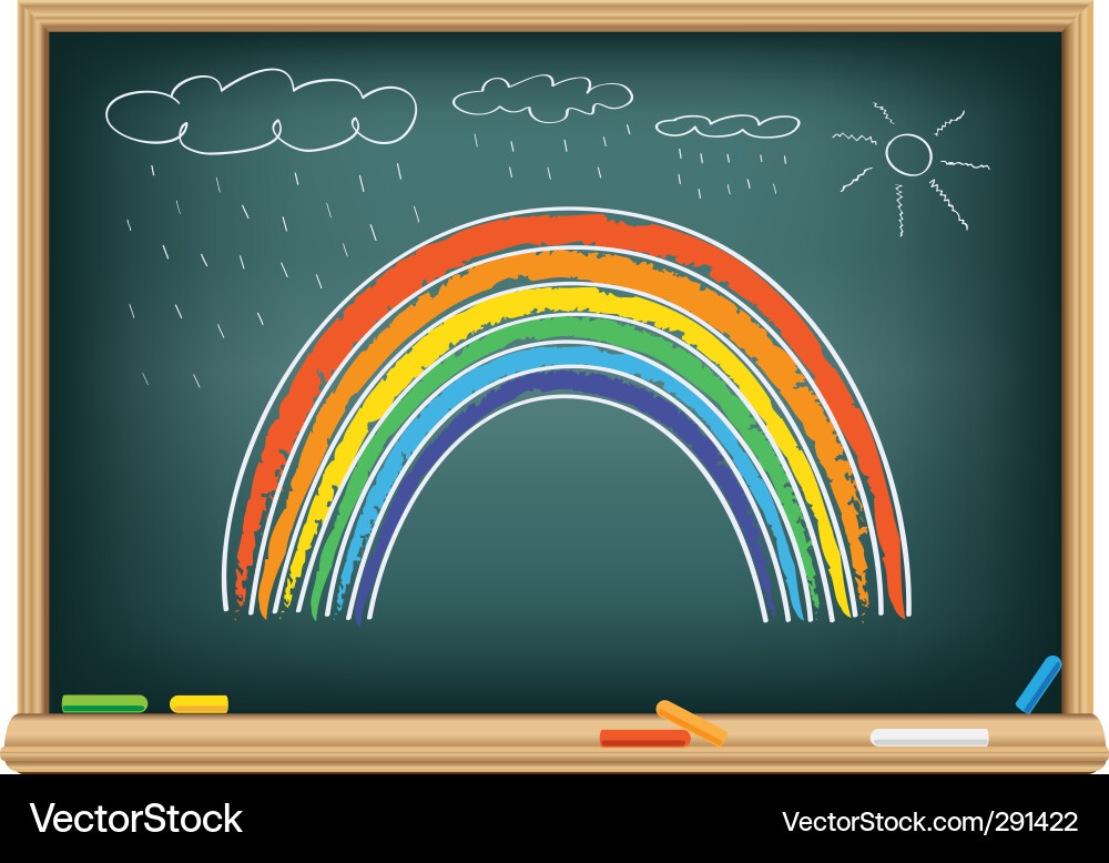 Chalkboard Rainbow Drawing Vector Image