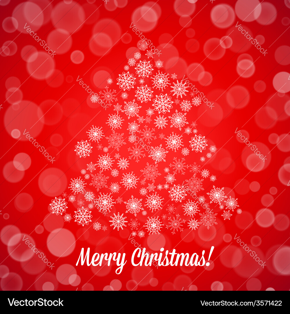 Christmas tree made of random snowflakes and bokeh Vector Image