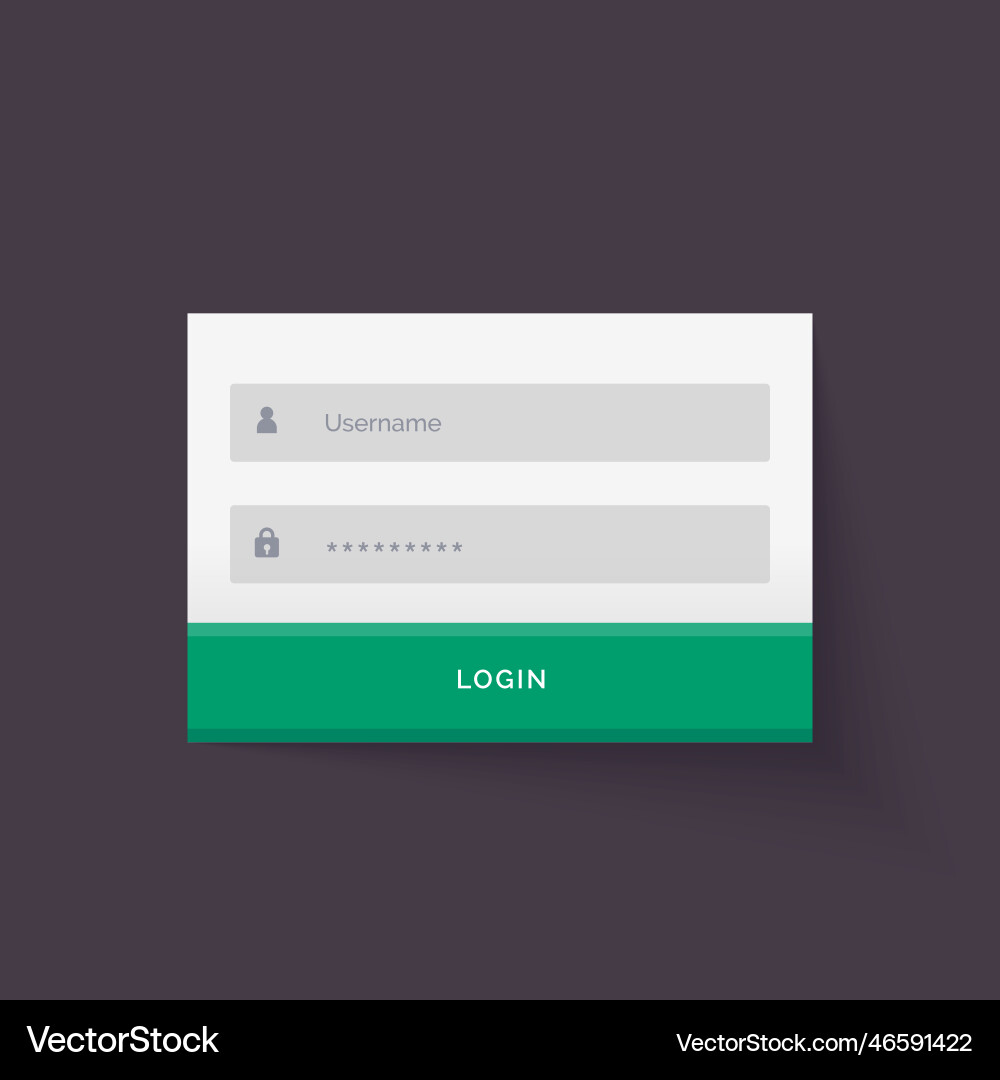 Clean flat white login form ui template design vector image