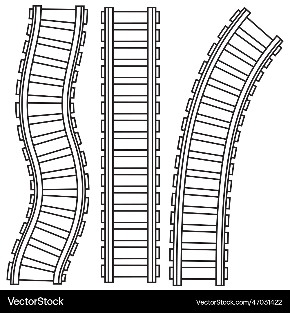 Curved railway rails isolated Vector Image