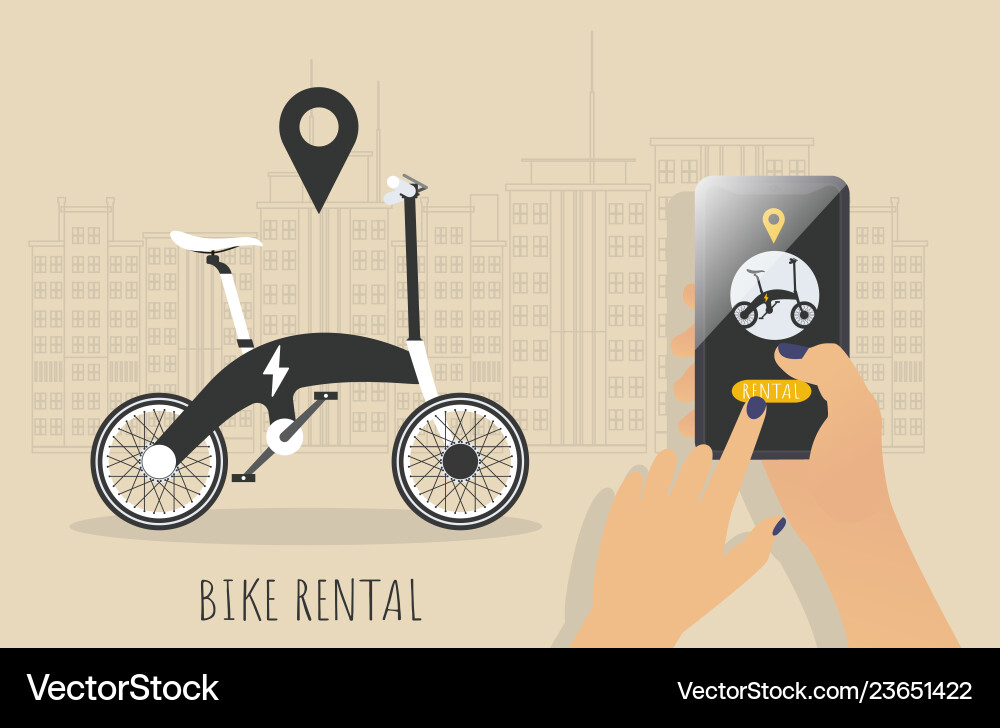 E-bike bike rental rent electric vector image