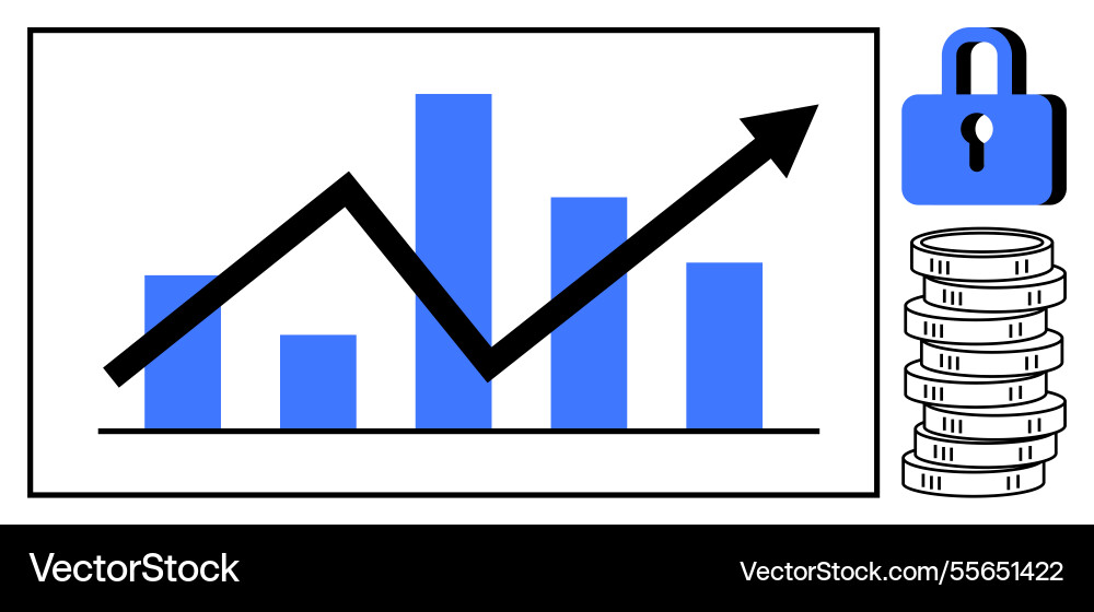 Financial growth chart with rising bar graph Vector Image
