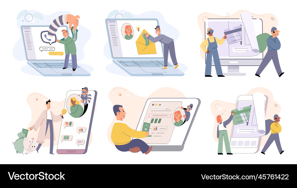 Hacker activity big set hacking computer Vector Image