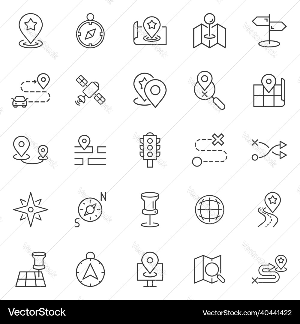 Navigation icon set in flat style gps direction Navigation icon set in flat style gps direction vector image