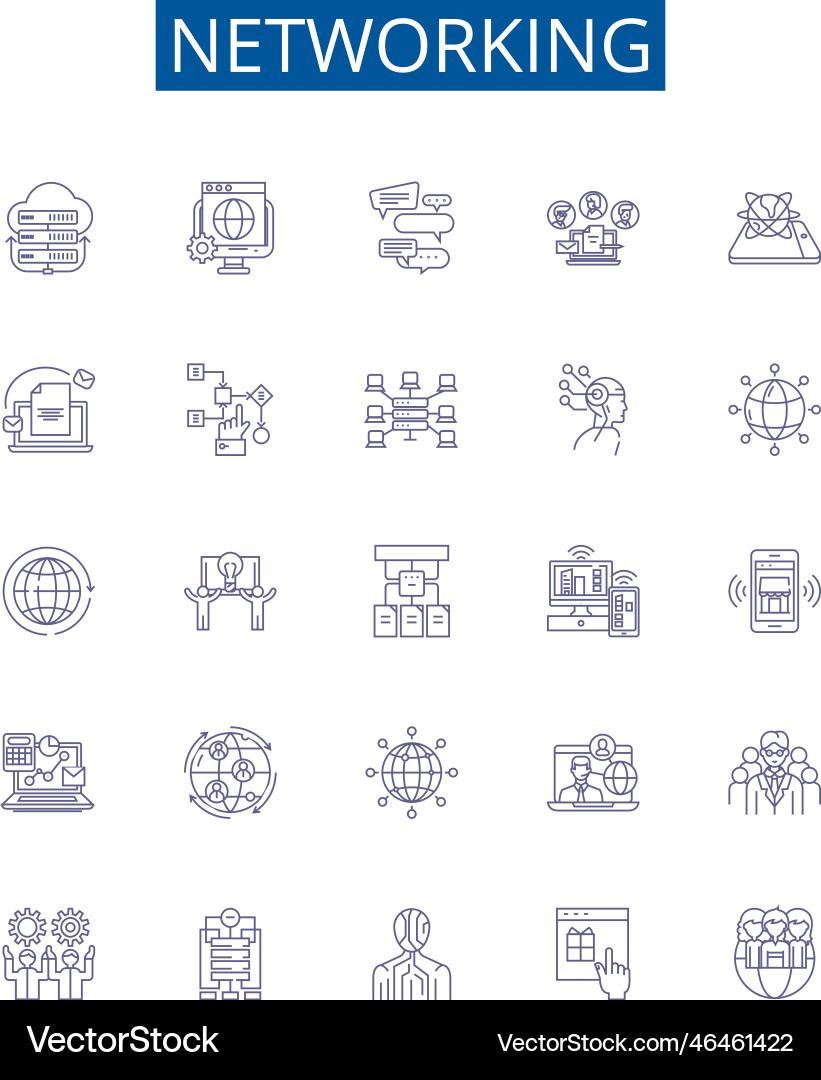 Networking line icons signs set design collection Networking line icons signs set design collection vector image