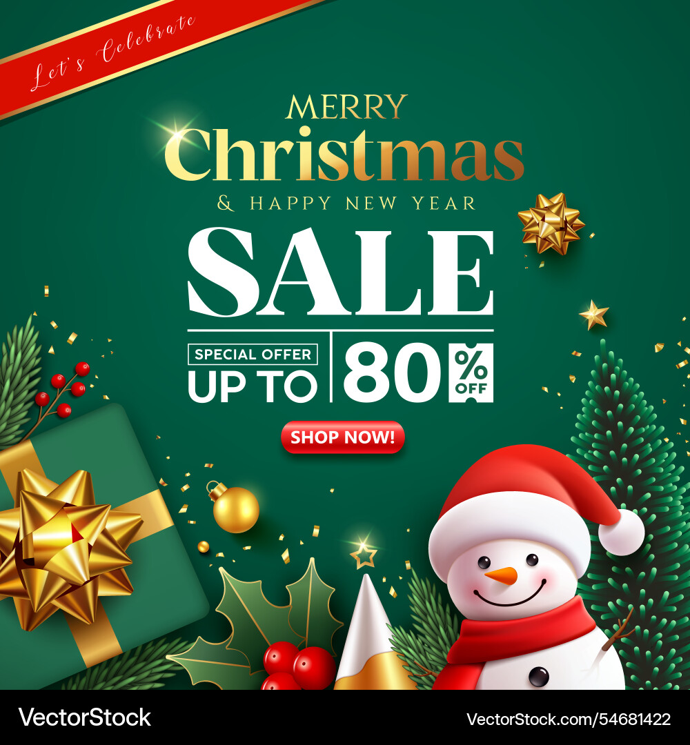 New year 2025 and christmas sale green poster New year 2025 and christmas sale green poster vector image
