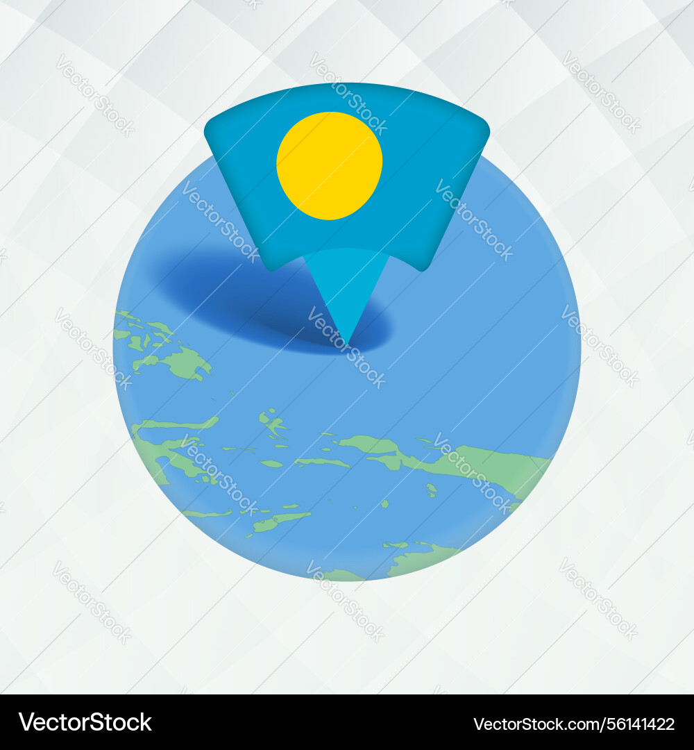 Palau map highlighted with flag marker Vector Image