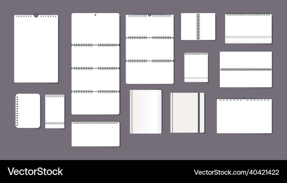 Realistic paper notepad calendar templates set Realistic paper notepad calendar templates set vector image