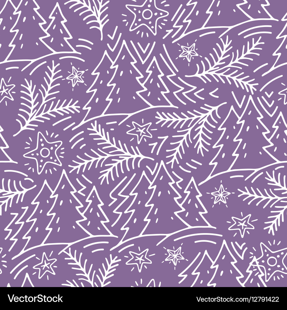 Seamless hand-drawn pattern with fir trees Vector Image