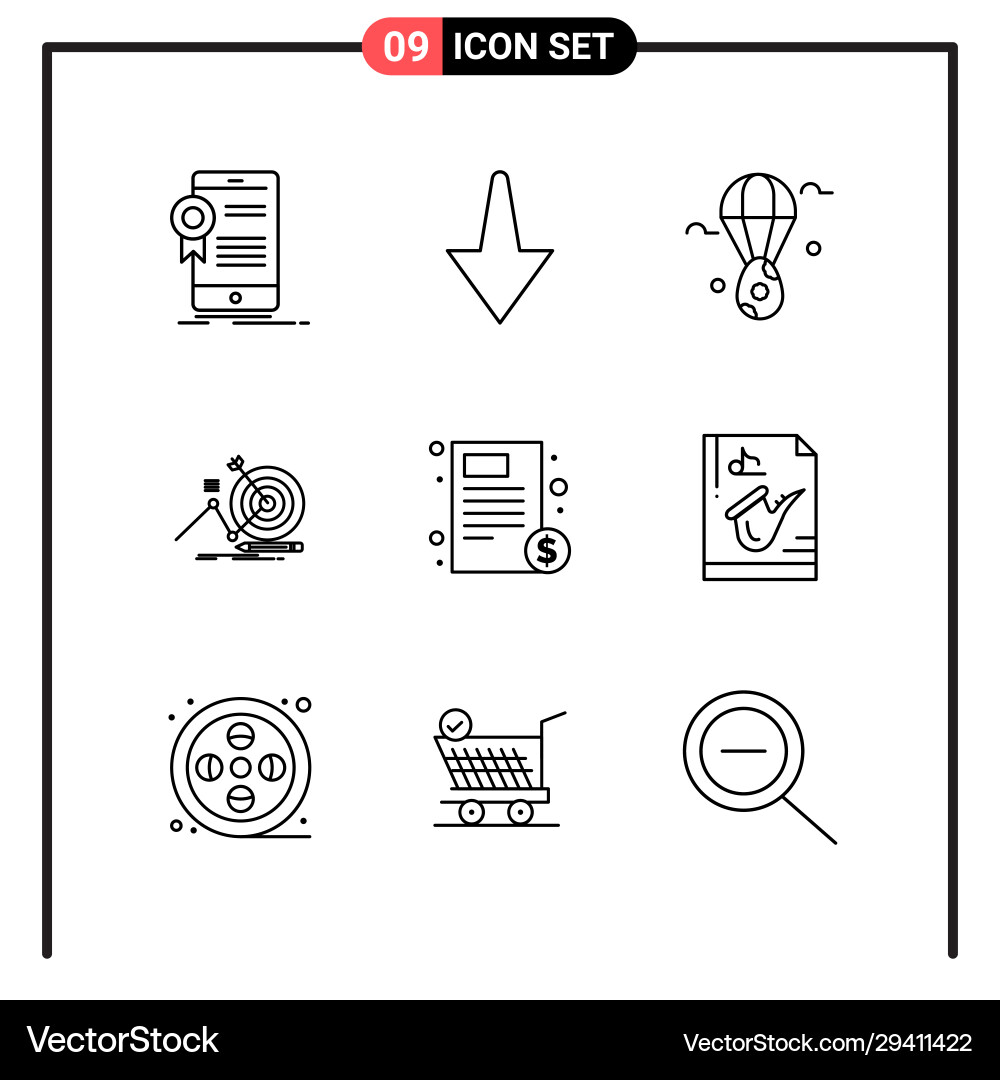 Set 9 line style icons for web and mobile Set 9 line style icons for web and mobile vector image