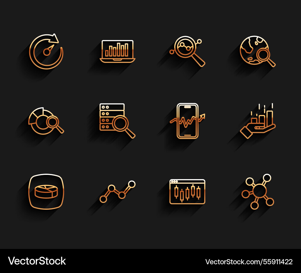 Set line pie chart infographic graph digital Set line pie chart infographic graph digital vector image