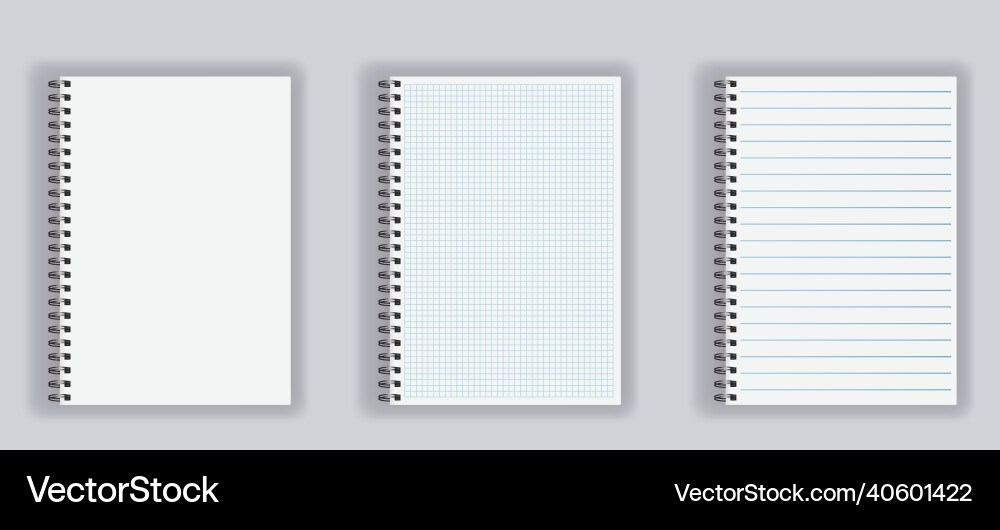 Set of blank spiral notepad notebook Set of blank spiral notepad notebook vector image