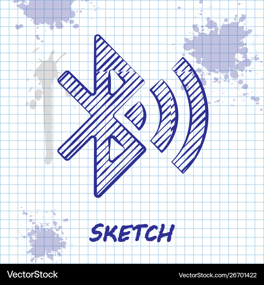 Sketch line bluetooth connected icon isolated vector image