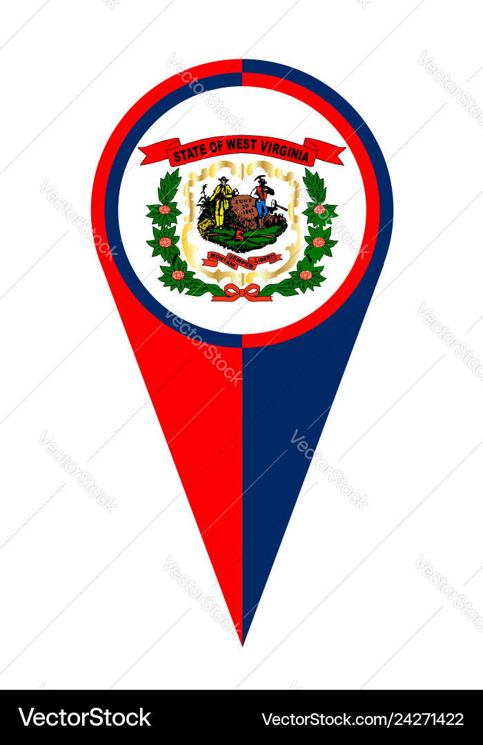 West virginia map pointer location flag Vector Image