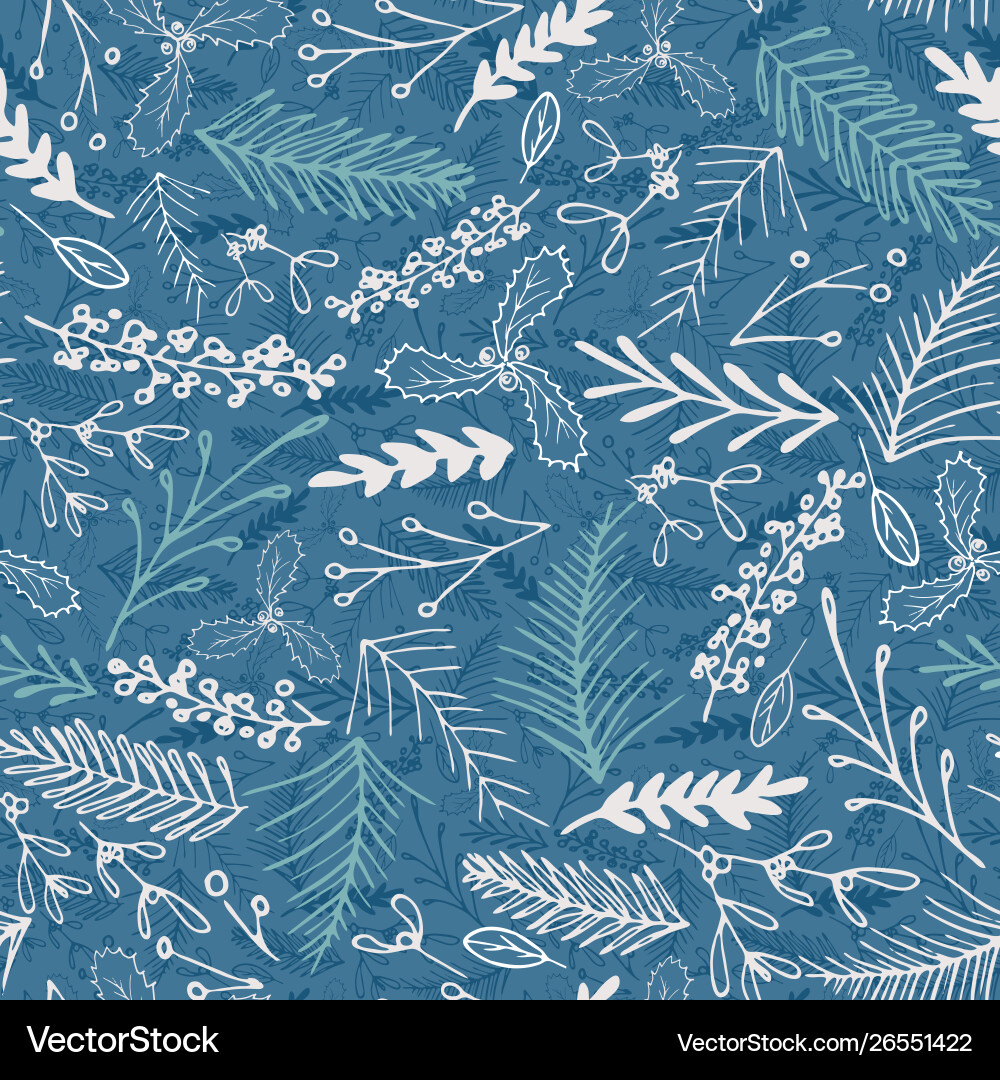 Winter christmas foliage seamless pattern elegant Winter christmas foliage seamless pattern elegant vector image