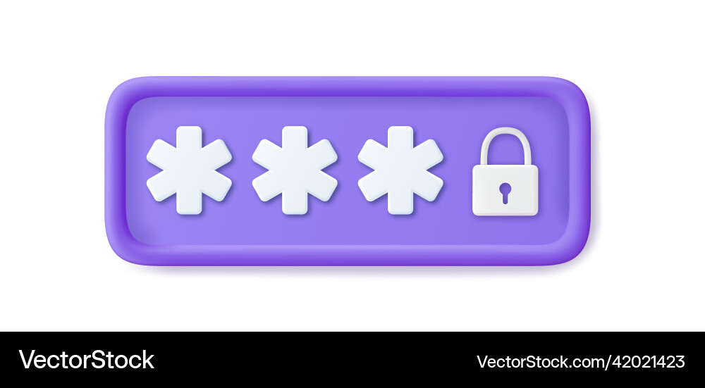 3d locked password field 3d locked password field vector image