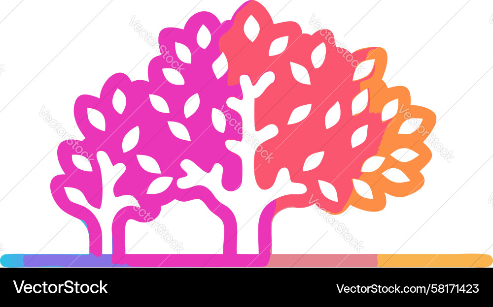 Abstract Gradient Tree Vector Image