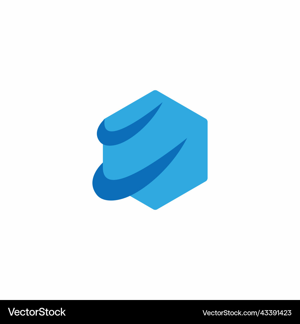 Blue hexagonal curves object motion abstract logo Vector Image