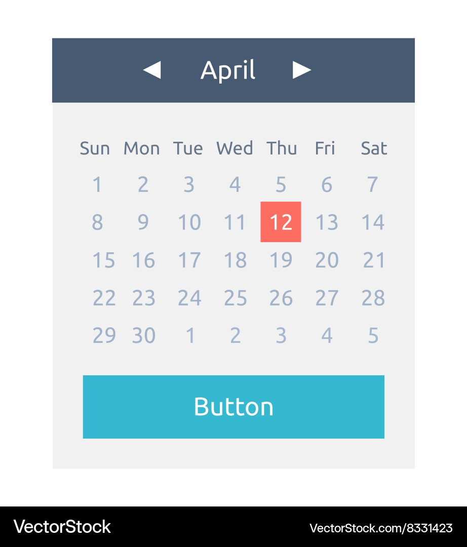 Calendar Button Element vector image