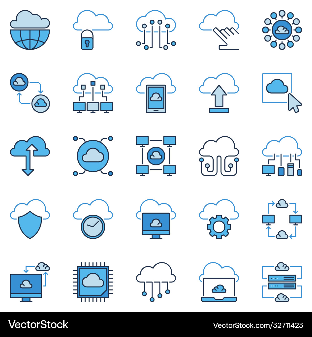Cloud Computing Icons - Technology Collection Vector Image