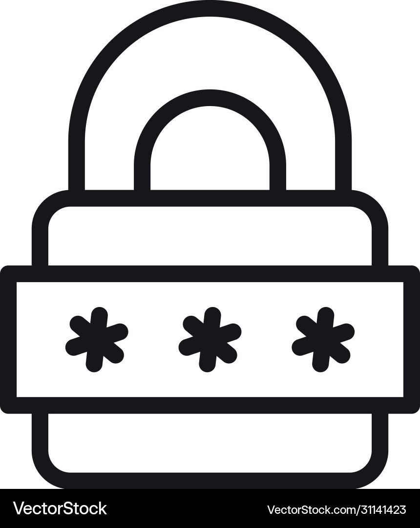 Cyber security concept padlock with password icon vector image