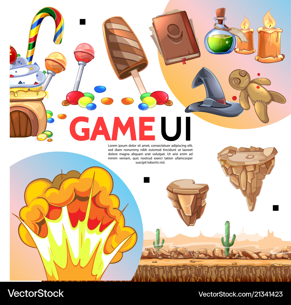 Flat game elements template vector image