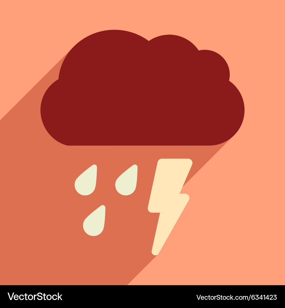 Flat with shadow icon and mobile application rain vector image