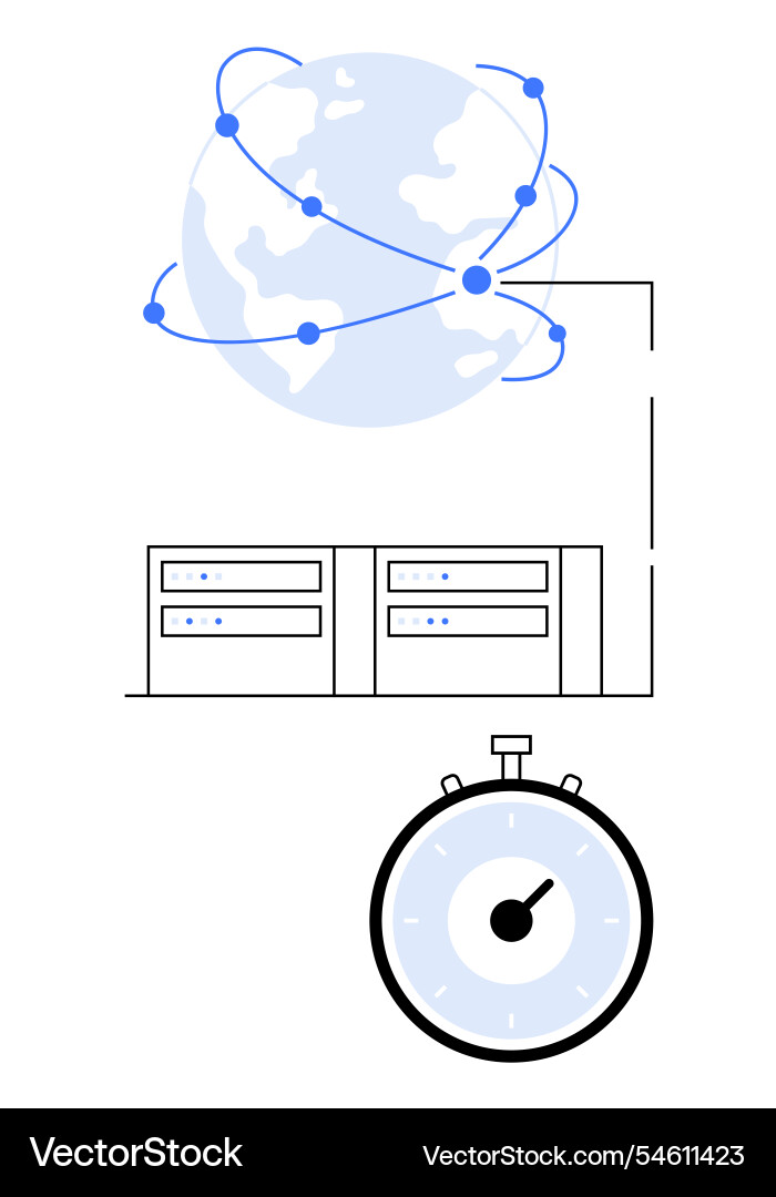 Global data network with servers and speed timer Global data network with servers and speed timer Vector Image