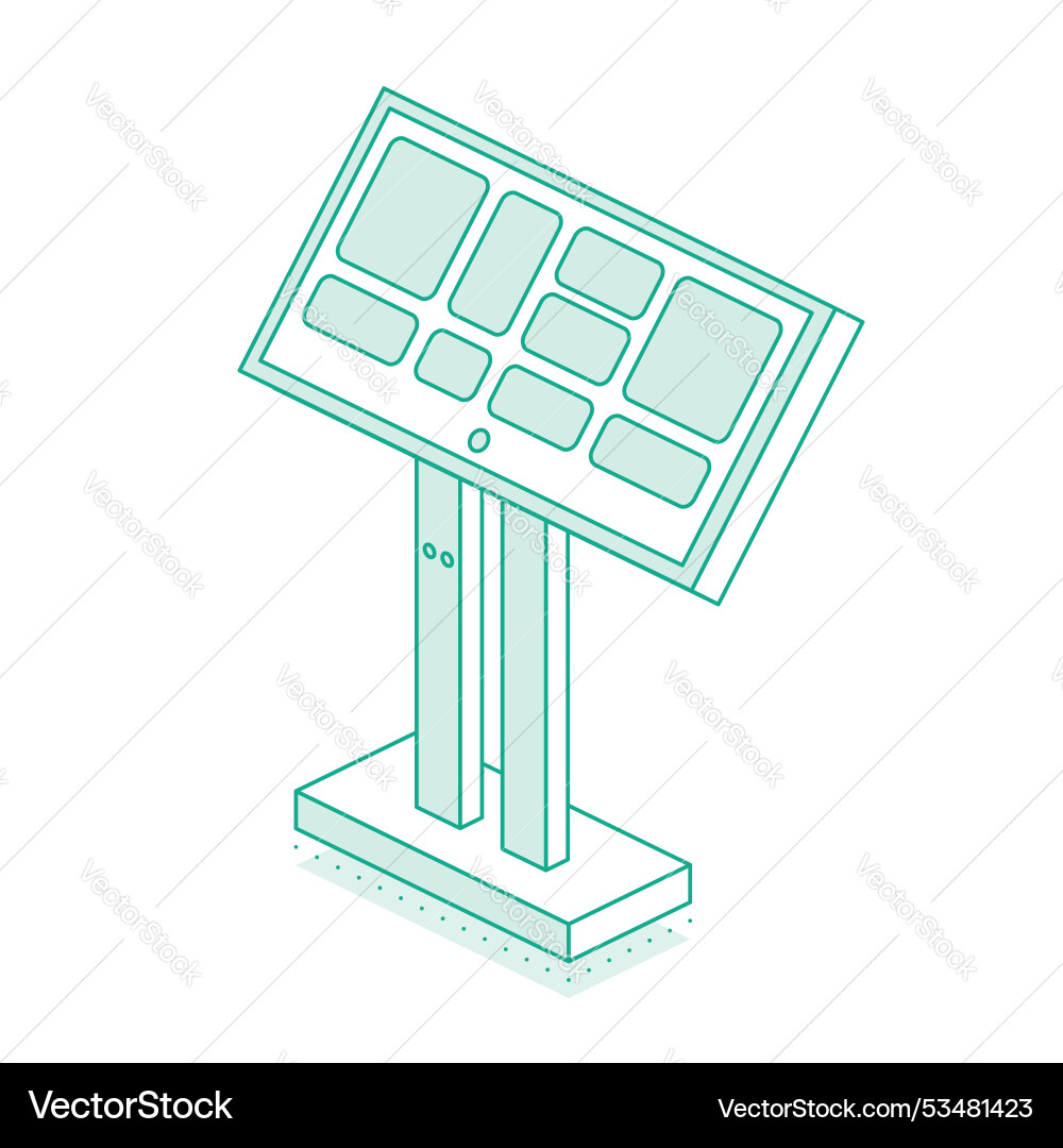 Isometric interactive kiosk self service terminal Isometric interactive kiosk self service terminal vector image