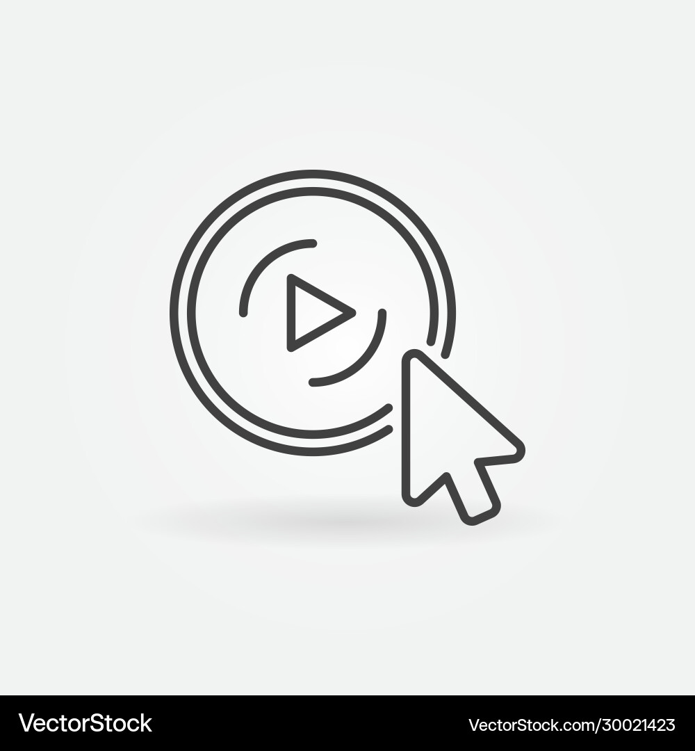 Mouse click on round video player button Mouse click on round video player button vector image