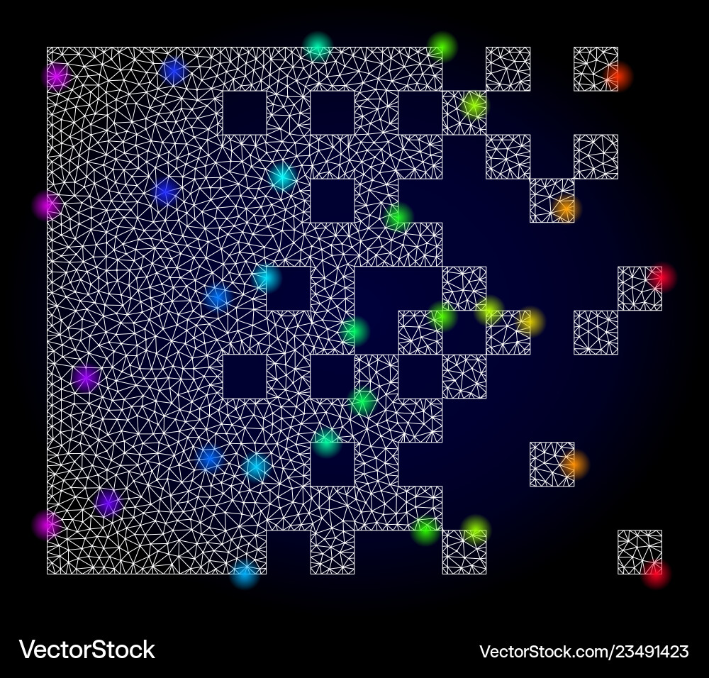 Network mesh dissolving pixels with rainbow Network mesh dissolving pixels with rainbow vector image