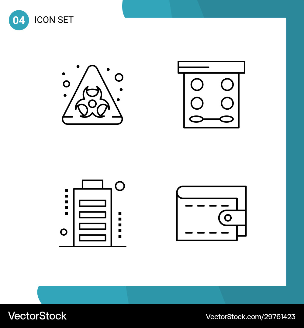 Pack 4 outline symbols line style icon set Vector Image