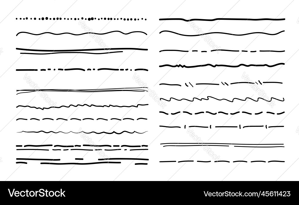 Pen o pencil underline scribble doodle lines set Pen o pencil underline scribble doodle lines set vector image