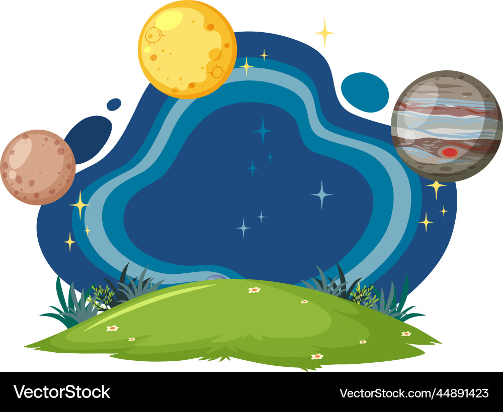Planets in the space background template Planets in the space background template vector image