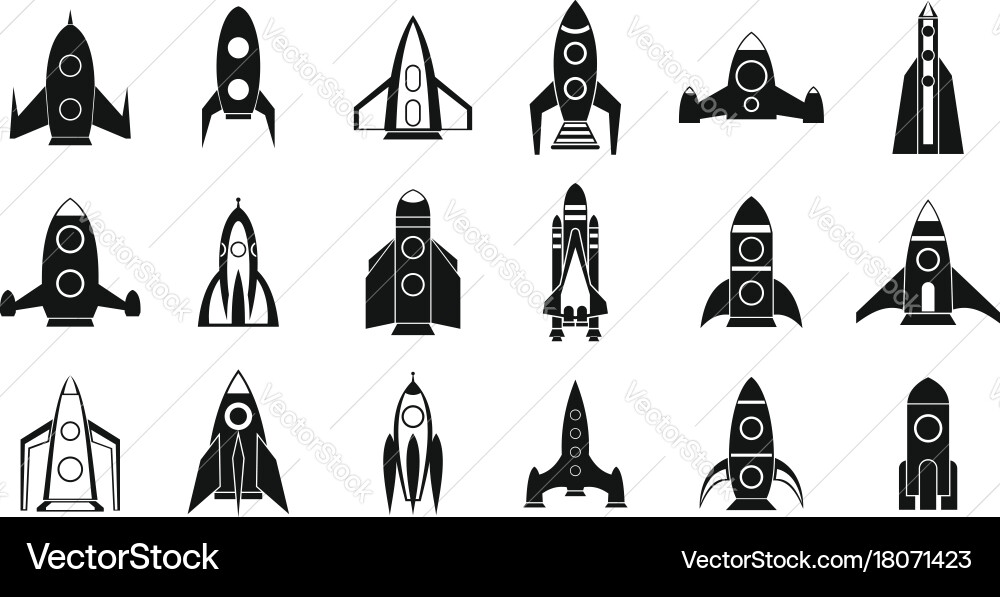 Rocket icon set simple style Vector Image