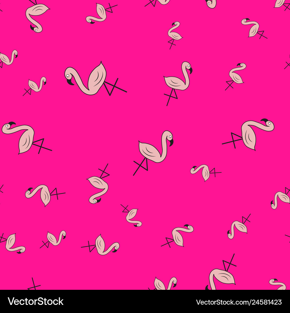Seamless pattern from flamingos in cartoon style Seamless pattern from flamingos in cartoon style vector image