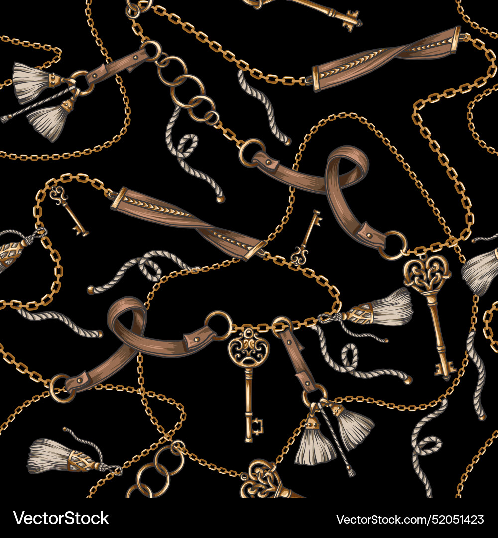 Seamless pattern with chain belt and key Seamless pattern with chain belt and key vector image