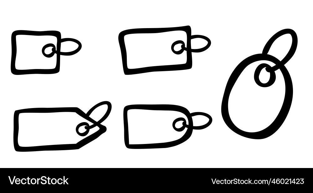 Set hand draw basic shape with rope tag square Vector Image