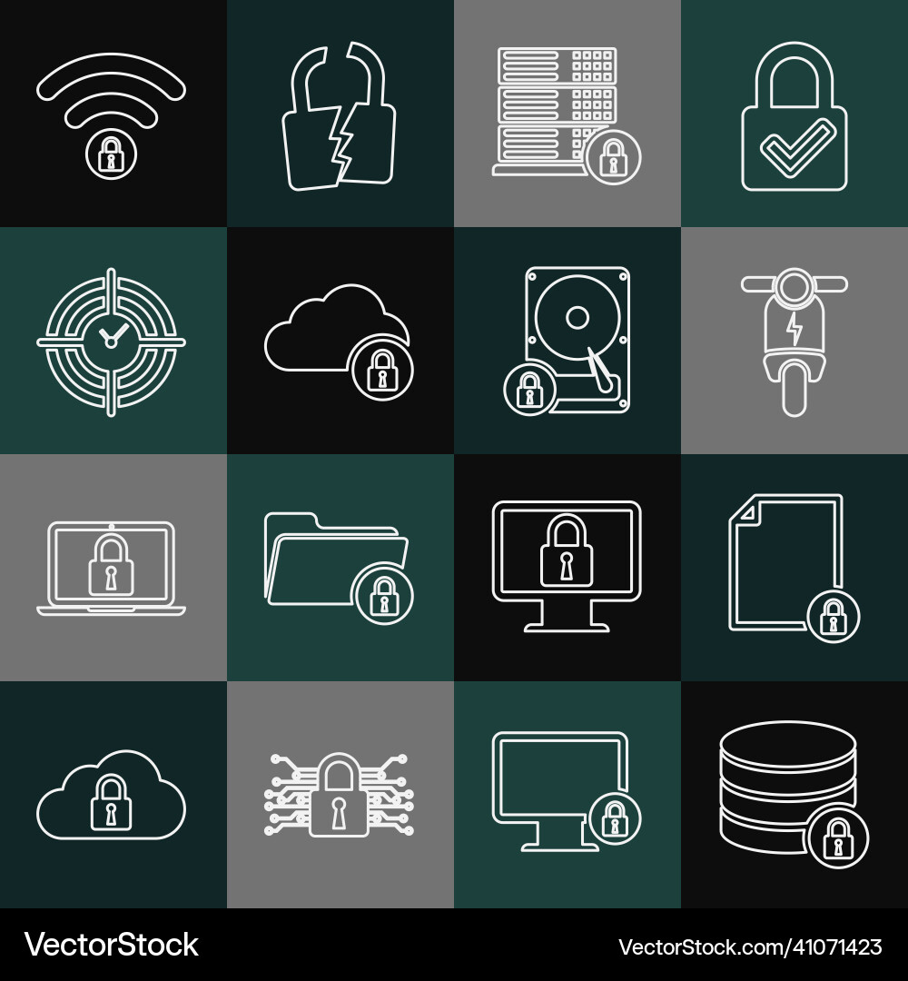 Set line server security with lock document Set line server security with lock document vector image