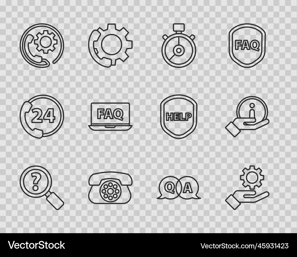 Set line unknown search settings in the hand Set line unknown search settings in the hand vector image