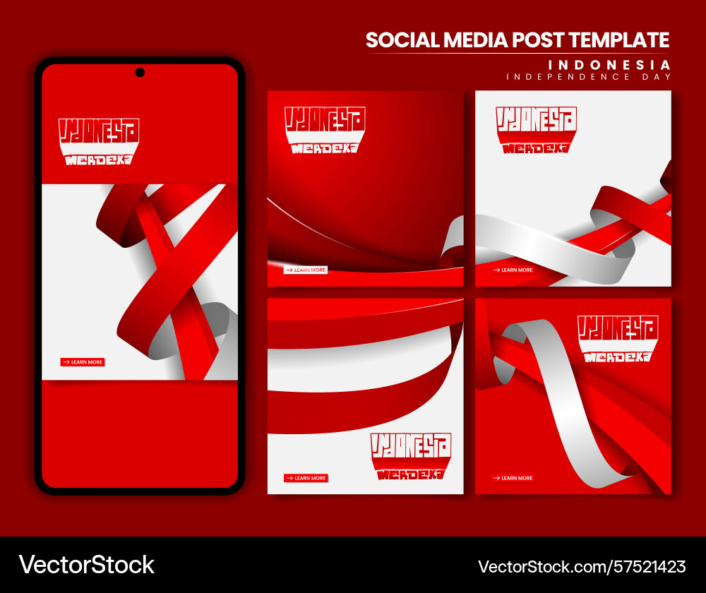 Set of carousel post design with ribbon Vector Image