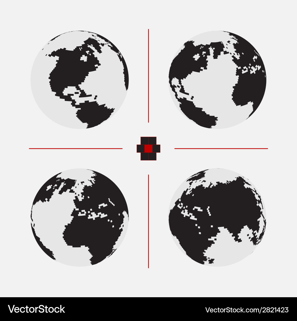 Set of dotted world maps in different resolution Vector Image