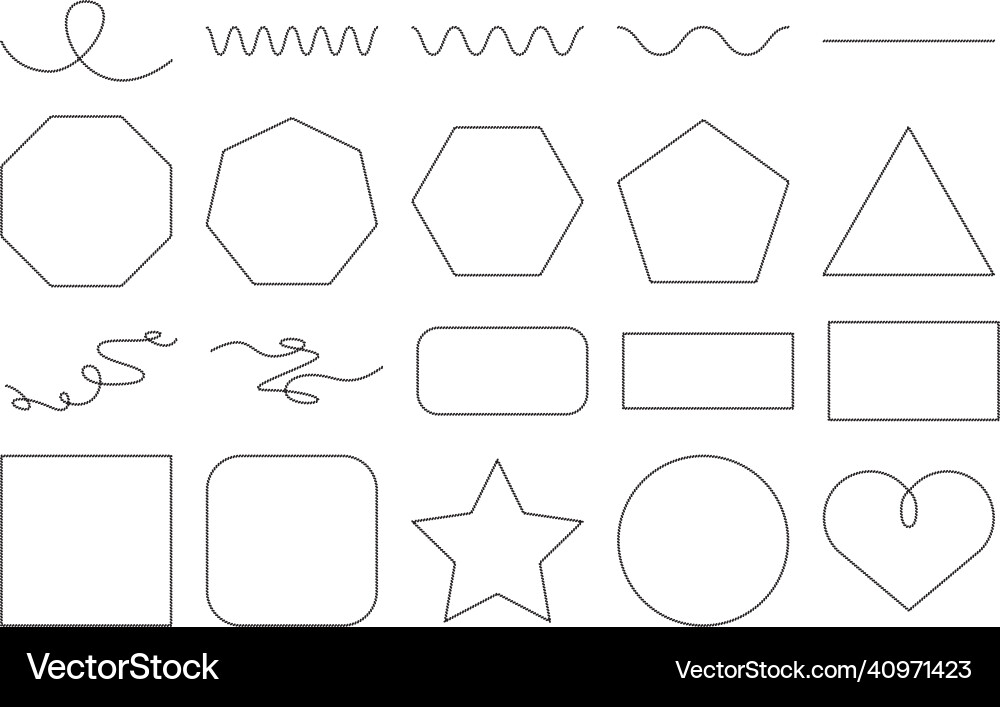 Set of twisted curled line polygons wavy lines Vector Image