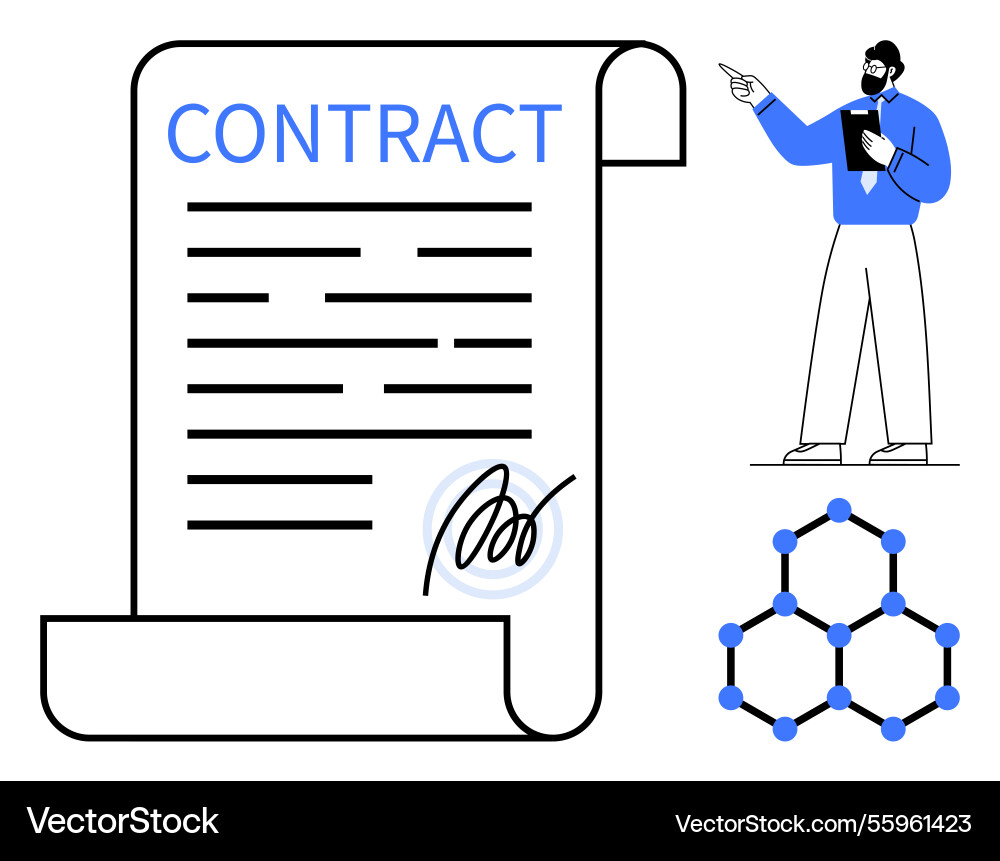 Signed contract scroll with business professional Signed contract scroll with business professional vector image