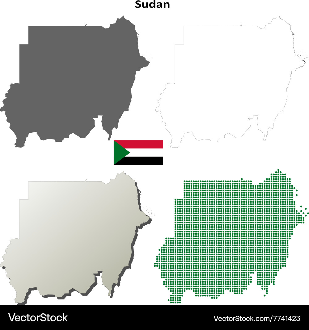Sudan outline map set Vector Image